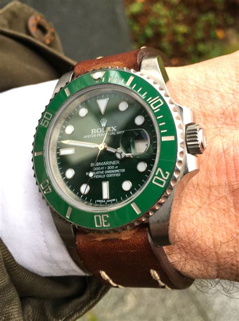 rolex green crocodile leather strap|leather straps for rolex submariner.